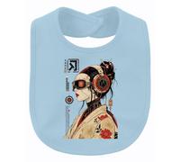 Printera Cyberpunk Geisha Japan Cyborg Y2K Babero para bebé, azul claro, Talla única