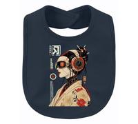 Printera Cyberpunk Geisha Japan Cyborg Y2K Babero para bebé, azul marino, Talla única