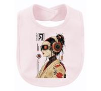 Printera Cyberpunk Geisha Japan Cyborg Y2K Babero para bebé, Rosa., Talla única