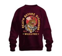 Printera Death Before Dishonor Wild & Japan Y2K Sudadera, granate, XL