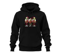 Printera Drink Drank Drunk Divertido Vino Copa de Vino Papá Noel Regalo Unisex Sudadera con Capucha, Negro , M