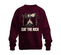 Printera Eat the Rich Capitalismo Statement - Sudadera con capucha, granate, L