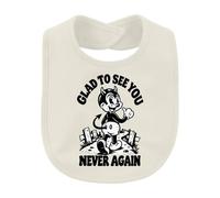 Printera Glad To See You Never Again Teufel - Babero para bebé | Pantalones de goma retro, divertidos, sarcasmo, ironía, demonio, humor negro, cómic, infierno, satanás, despedida, años 30