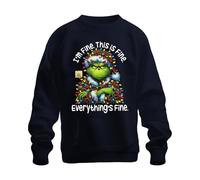 Printera Grinch I'm Fine This is Fine Everything's Fine Everything's Fine Christmas Funny - Sudadera unisex, azul marino, 3XL