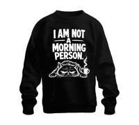 Printera I Am Not A Morning Person Grumpy Cat Sudadera, Negro , S