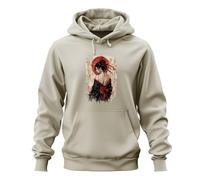 Printera Japón Geisha Kimono Caligrafía Rojo Sudadera con Capucha, naturaleza, XL