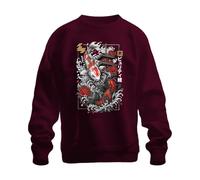 Printera Japonesa Koi Pagoda Templo Japón Y2K Sudadera Suéter, granate, M