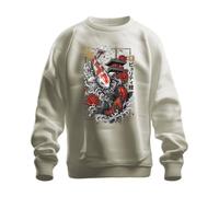 Printera Japonesa Koi Pagoda Templo Japón Y2K Sudadera Suéter, naturaleza, 3XL