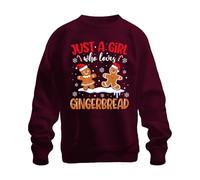 Printera Just A Girl Who Loves Gingerbread - Sudadera unisex con diseño de pan de jengibre, granate, M