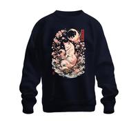 Printera Kitsune Fuchs Japan Sakura Cherry Blossome Sudadera, azul marino, S