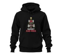 Printera Merry Axe-Mas Vikingo Hacha Árbol de Navidad Lazo Regalo Unisex Sudadera con Capucha, Negro , L