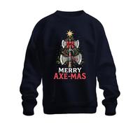 Printera Merry Axe-Mas Vikingo Hacha Árbol de Navidad Lazo Regalo Unisex Sudadera Suéter, azul marino, S