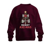 Printera Merry Axe-Mas Vikingo Hacha Árbol de Navidad Lazo Regalo Unisex Sudadera Suéter, granate, XXL