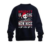 Printera Naughty is The New Nice Christmas Ugly Sweater Jack Skellington - Sudadera unisex, azul marino, XL