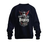 Printera Payday - Sudadera con fusil de asalto con alas rojas de ángel, azul marino, 3XL