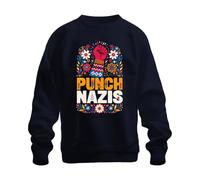 Printera Punch Nazis Antifascismo Statement Sudadera Sudadera, Azul marino, S