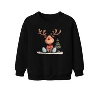 Printera Rudolph - Sudadera infantil con diseño de reno y nariz roja, Negro , 104