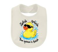 Printera Splish Splash Your Opinion Is Trash - Babero para bebé | Gafas de sol, pato de baño, pato de goma, pato, sarcasmo, descarado, divertido, humor, frase, ironía, diversión en el baño
