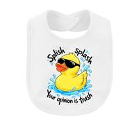 Printera Splish Splash Your Opinion Is Trash - Babero para bebé | Gafas de sol, pato de baño, pato de goma, pato, sarcasmo, descarado, divertido, humor, frase, ironía, diversión en el baño