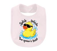 Printera Splish Splash Your Opinion Is Trash - Babero para bebé | Gafas de sol, pato de baño, pato de goma, pato, sarcasmo, descarado, divertido, humor, frase, ironía, diversión en el baño