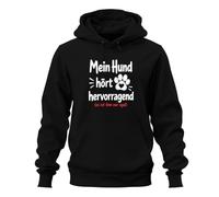Printera Sudadera con capucha con texto en alemán "My Hund hört hervorragend es ist Hoodie, Negro , XL