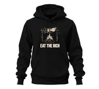 Printera Sudadera con capucha Eat the Rich Capitalismo Statement, Negro , XL