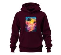 Printera Sudadera con capucha Life is A Beach Sunset, granate, 3XL