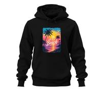 Printera Sudadera con capucha Life is A Beach Sunset, Negro , L