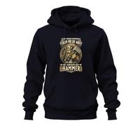 Printera Sudadera con capucha Thor con texto en alemán "Bei Anderder der Hammer Wikinger, azul marino, XL