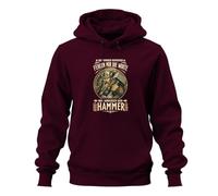 Printera Sudadera con capucha Thor con texto en alemán "Bei Anderder der Hammer Wikinger, granate, XL
