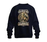 Printera Sudadera con texto en alemán "Bei Anderder der Hammer Vikingo Thor", color azul marino, talla S