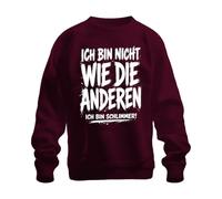 Printera Sudadera con texto en alemán "Ich Bin Nicht wie die Ananderen Statement Sweat", granate, S
