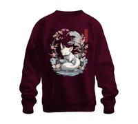 Printera Sudadera de zorro japonés Kitsune Sakura, granate, L