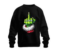 Printera Sudadera Grinch con el dedo medio para Navidad, regalo con purpurina, unisex, sudadera, Negro , M