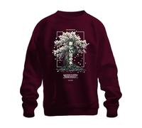 Printera Sudadera Hokkaido Japón Sakura Y2K, granate, L