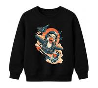 Printera Sudadera infantil Pilot Pato Combate Jet Jet Comic | avión, aviador, divertido, aviador, aviador, paracaídas, gafas de aviador, ejército alemán, pájaro, humor, retro, animal, jet