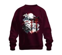 Printera Sudadera Japón Torii Puerta Fuji Berg Bonsai Y2K, granate, L