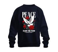 Printera Suéter blanco de la paz Paloma Rosas Rojas Flores Sudadera, azul marino, 3XL