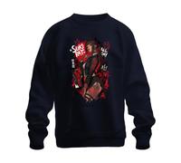 Printera Suki Rat All Day Anime Girl Japan Y2K Sudadera, azul marino, L
