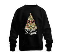 Printera Too Lit to Quit Árbol de Navidad Gafas de Sol Navidad Divertidas Unisex Sudadera Suéter, Negro , L