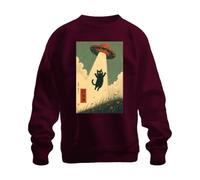 Printera UFO Alien Secuestro Negro Japón Y2K Sudadera Suéter, granate, L