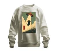 Printera UFO Alien Secuestro Negro Japón Y2K Sudadera Suéter, naturaleza, L