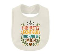 Printera Ustedes lo tienen muy bien, ya tenéis baberos de bebé | Sarcasmo arrogante humor retro boho laurel corona amigos colegas familia confianza corazón cita