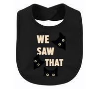 Printera We Saw That - Babero para bebé, diseño de gato negro, Negro