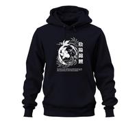 Printera Yin Yang Koi Fish Zen Japón Bambú Sudadera con Capucha, azul marino, S