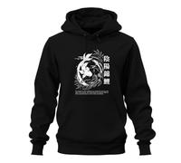 Printera Yin Yang Koi Fish Zen Japón Bambú Sudadera con Capucha, Negro , M