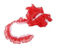 Printing Dots Pleated Lace Ribbon | 5 Yards Multi Color Sequins Trim for DIY Crafts/Scrapbooks/Hair Bows | Polyester Mesh Embroidered Ribbon 45mm Width (Red)