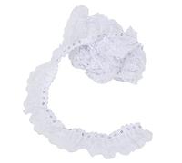 Printing Dots Pleated Lace Ribbon | 5 Yards Multi Color Sequins Trim for DIY Crafts/Scrapbooks/Hair Bows | Polyester Mesh Embroidered Ribbon 45mm Width (White)