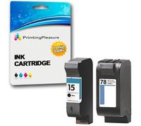 Printing Pleasure 2 Cartuchos de Tinta compatibles para HP Deskjet 3810 3820 815c 916c 920c 940c 948c Officejet 5110 PSC 2120 700 720 750 900 950 | Reemplazo para HP 15 (C6615DE) & HP 78 (C6578AE)