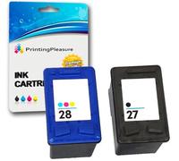 Printing Pleasure 2 Cartuchos de tinta compatibles para HP Officejet 4215 PSC 1110 1210 1315 Deskjet 3320 3325 3420 3535 3550 3650 5650 5850 Fax 1240 | Reemplazo para HP 27 (C8727AE) & HP 28 (C8728AE)